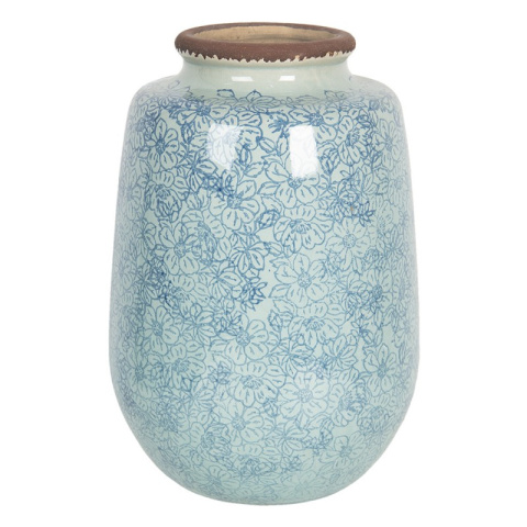 Ceramiczny wazon w niebieskie kwiaty Clayre & Eef