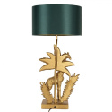 Ekstrawagancka złota lampa stołowa z zielonym abażurem