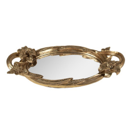 Złota ozdobna taca barokowa z lustrem Clayre & Eef