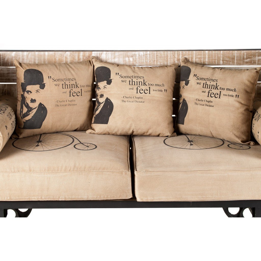 Loftowa sofa na metalowych kółkach Charlie Chaplin MAZINE ALURO